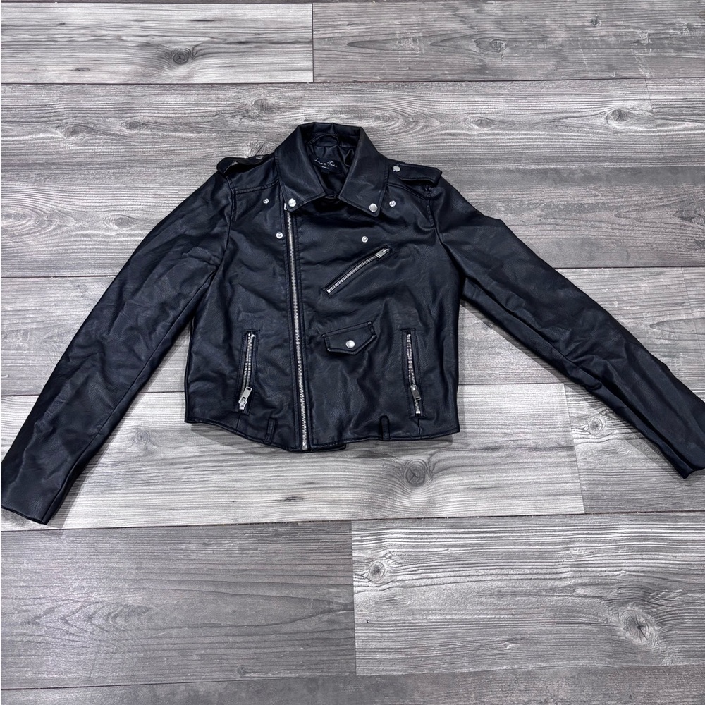 Love Tree Black Leather Motorcycle Jacket